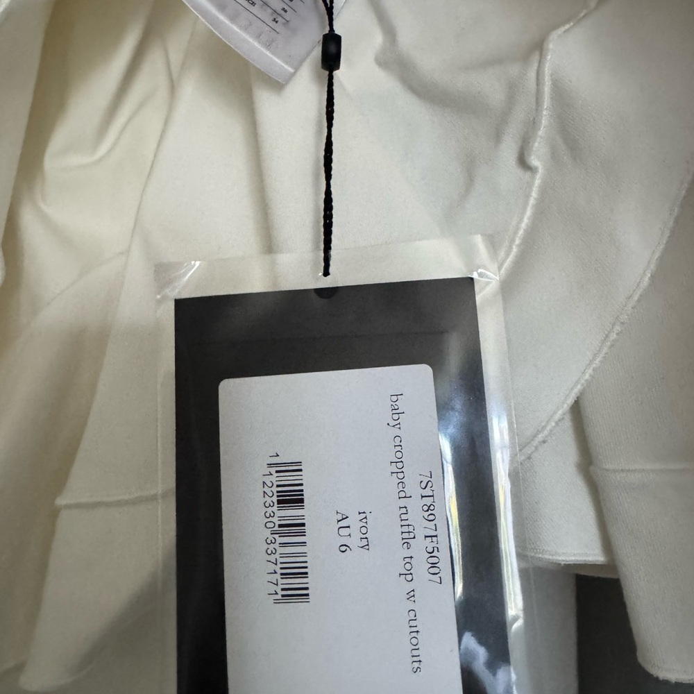 ELLERY White Ruffled Cold Shoulder Top - Picture 9 of 10